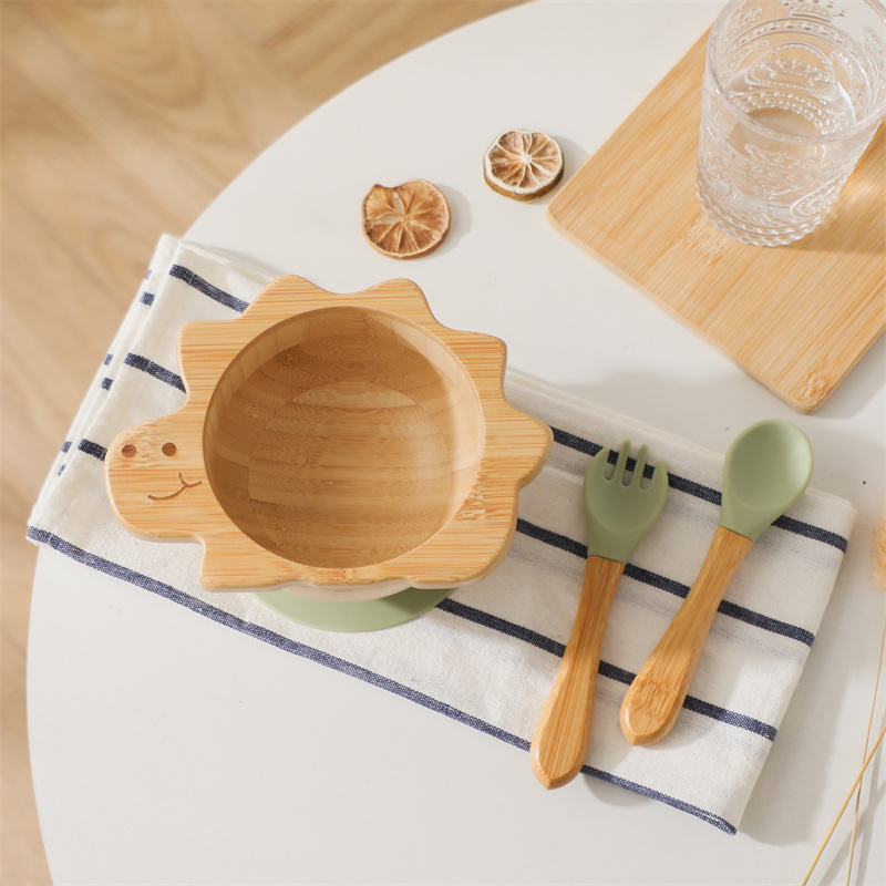 Baby Food Dispensing Spoon - Набор детской деревянной посуды, Бамбуковая тарелка