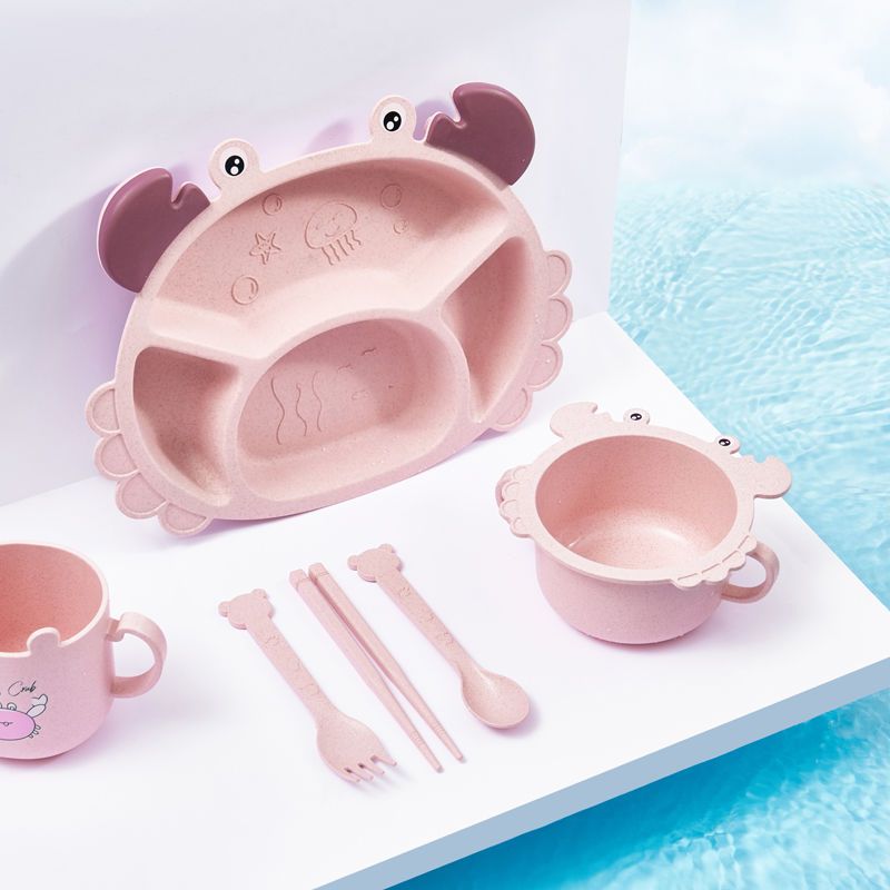 Baby Food Utensils Set - 4/6 шт. детские тарелки с крабами,