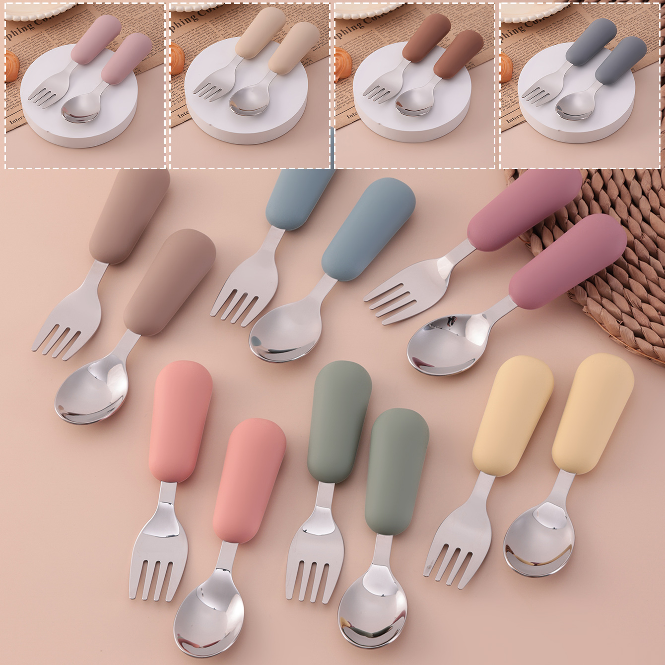 Baby Food Utensils Set - Цветная детская вилка из нержавеющей стали,