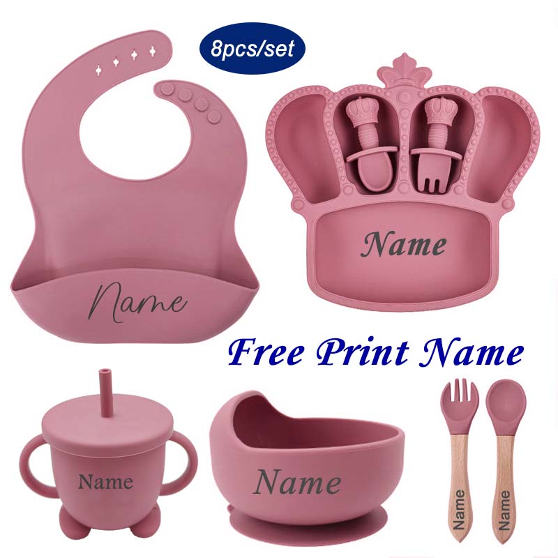 Baby Food Utensils Set - Именная тарелка для кормления ребенка, посуда,