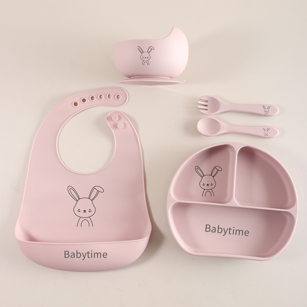 Baby Food Utensils Set - Набор детской посуды с кроликом, 5