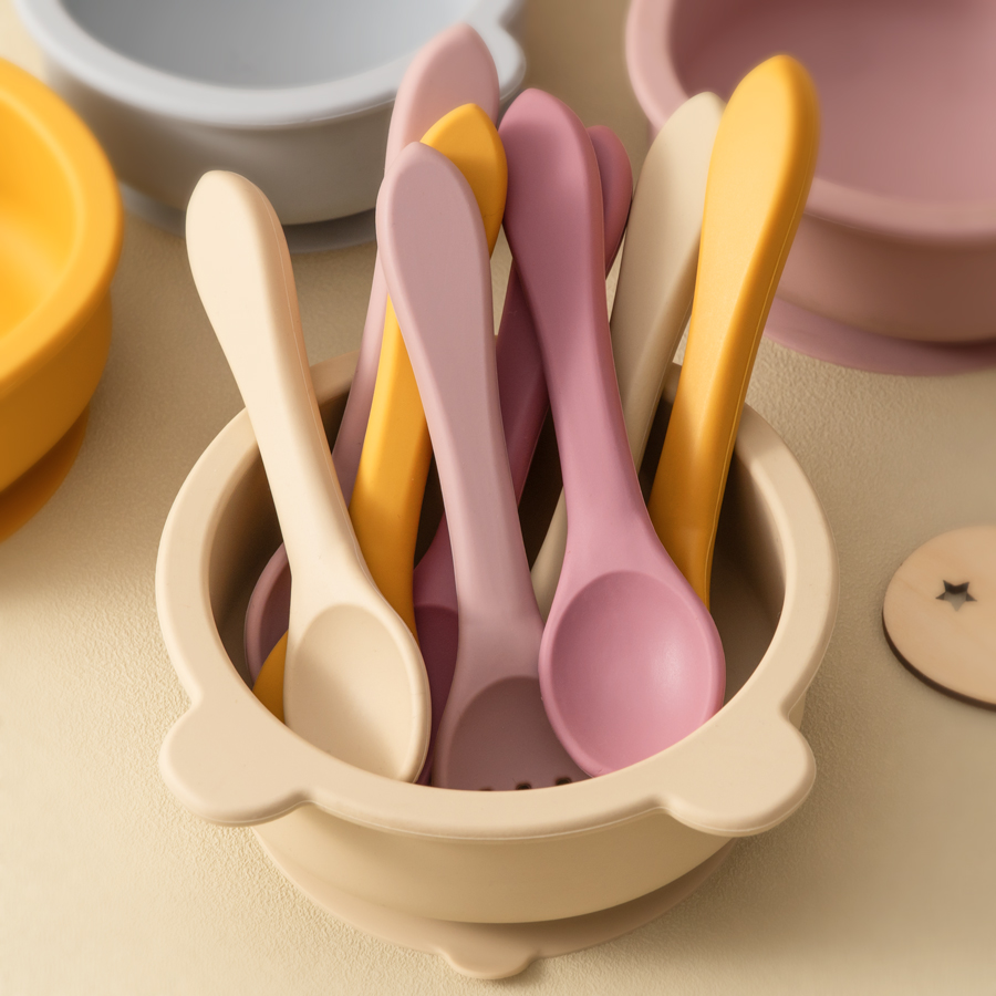 Baby Food Utensils Set - 2 шт./набор, Детские Силиконовые столовые приборы