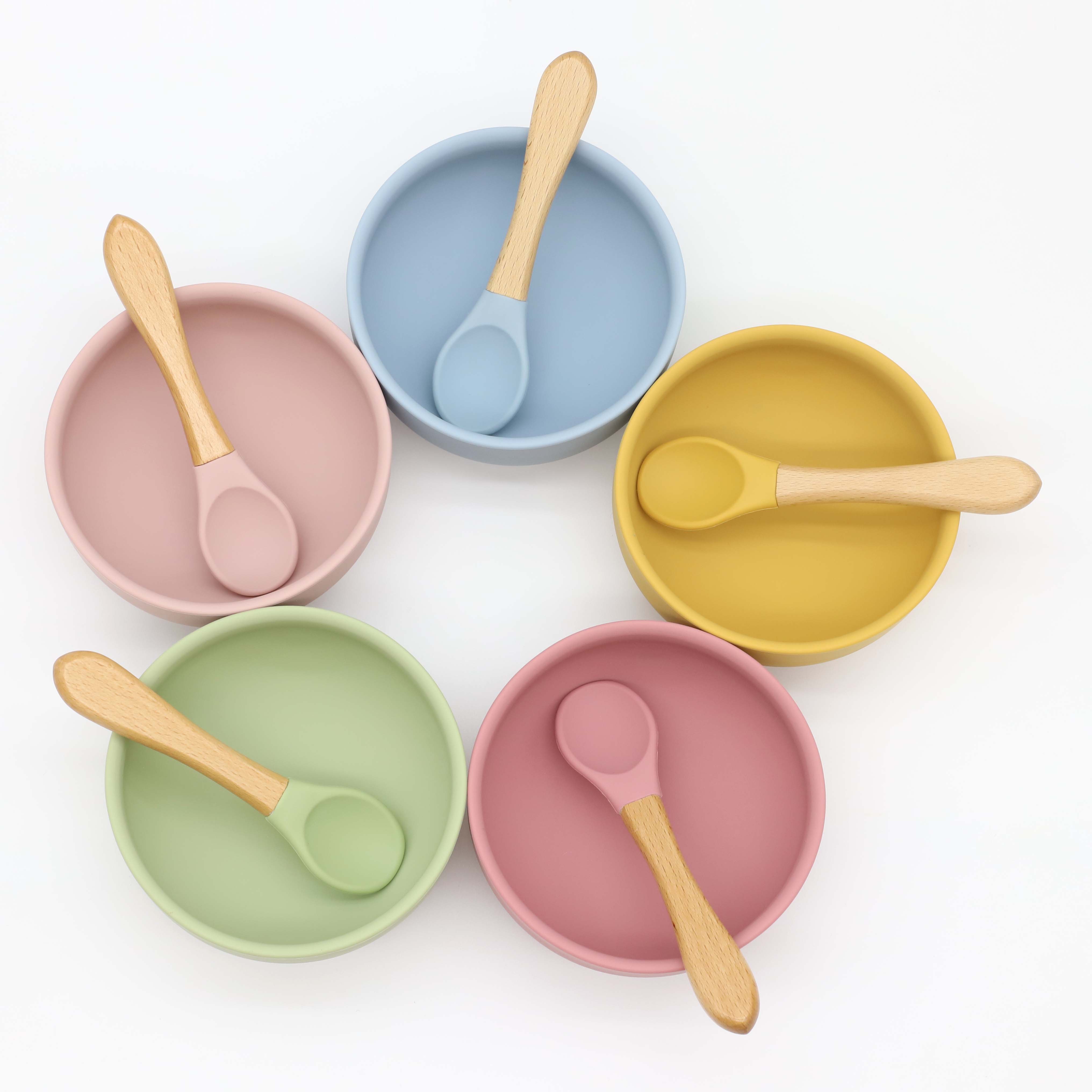 Силиконовая миска с присоской, – обзор и цена Baby Food Utensils Set